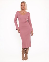 Petal & Pup - Lina Long Sleeve Midi Dress - Pink