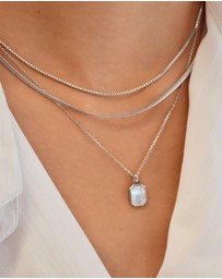 Ania Haie - Ania Haie Silver Square Mother-of-Pearl Necklace