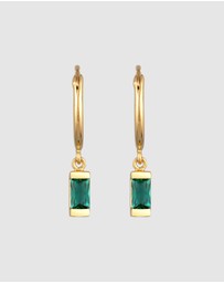 Elli Jewelry - Earrings Hoops Emerald Rectangle 925 Sterling Silver Gold-Plated