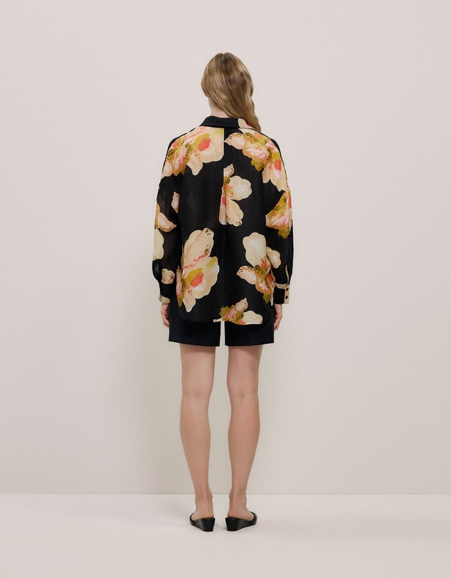 Trenery - Caelia Linen Silk Relaxed Shirt in Black