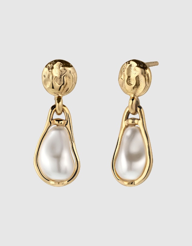 Elli Jewelry - Flowing Pearl Drop Earrings in Gold-Plated 925 Silver