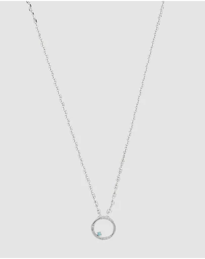 Georgini - Georgini Opal Glow Blue Created Opal Circle Silver Pendant