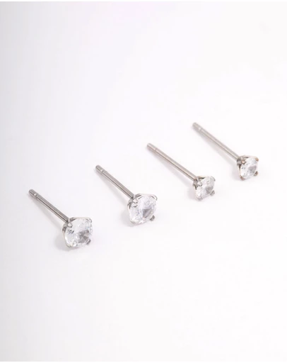 Lovisa - Surgical Steel Graduating Cubic Zirconia Stud Earring Pack