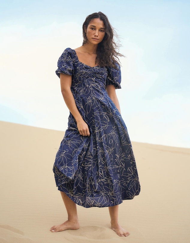 Forcast - Leen Puff Sleeve Midi Dress
