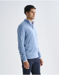 3 Wise Men - 3 Wise Men Harvey Zip Neck Merino Knit - Steel
