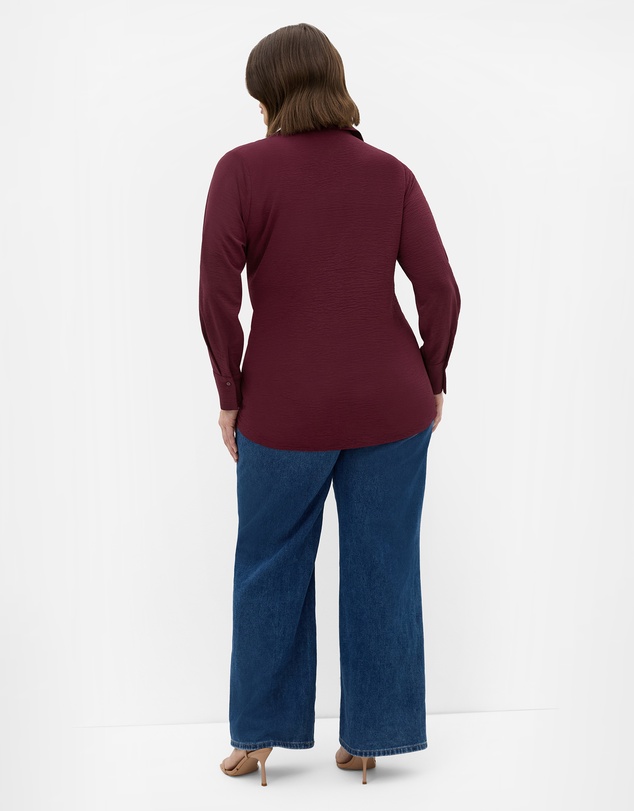City Chic - Plus size Telia Side Tie Shirt - dark cherry