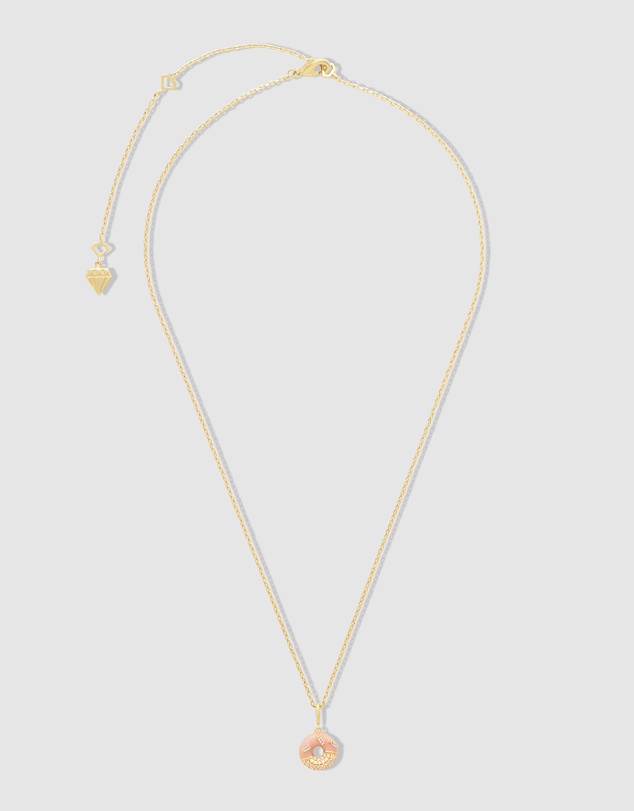 Wanderlust + Co - Donut Strawberry Glazed Gold Necklace
