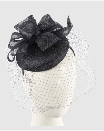 Max Alexander - Sinamay Navy Veil Fascinator