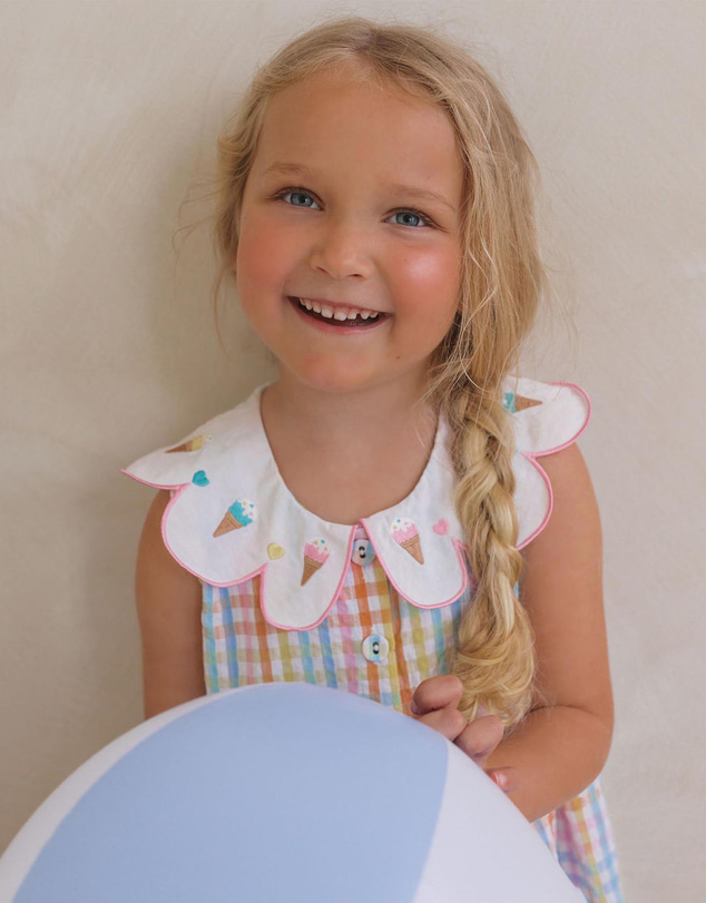 Huxbaby - Ice Cream Rainbow Check Collar Dress - Babies-Teens