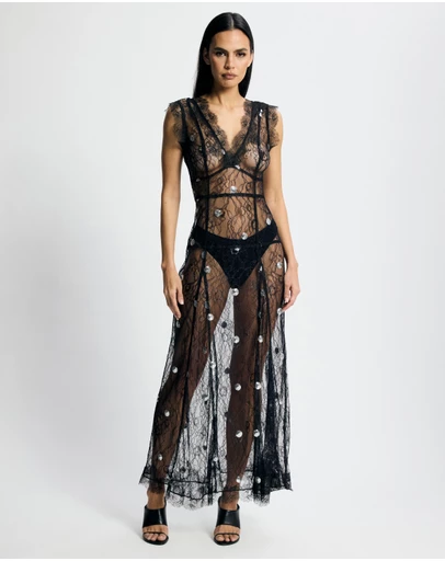 Lover - Zinnia Sheer Polka Lace Maxi Dress