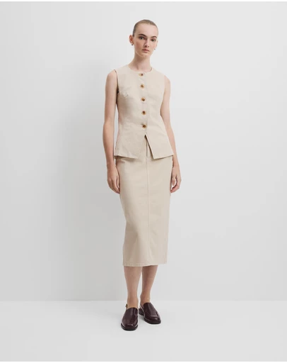Country Road - Recycled Cotton Denim Midi Skirt