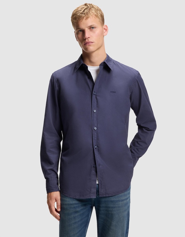 BOSS - Regular-Fit Shirt in Cotton Poplin With Embroidered Logo