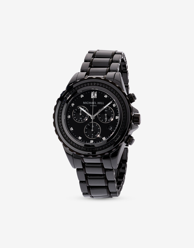 Michael Hill - Chonograph Watch with 0.50 Carat TW Diamonds in Black Ceramic & Stainless Steel