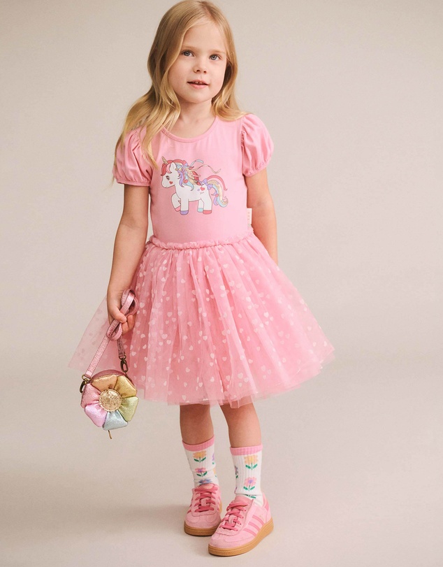 Huxbaby - Magical Unicorn Puff Sleeve Tulle Dress - Babies-Teens