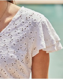 Sosandar - Broderie Anglaise Ruffle Sleeve Top