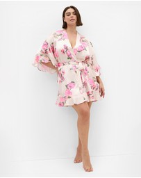 City Chic - Plus size Arcadia Short Kimono - pink