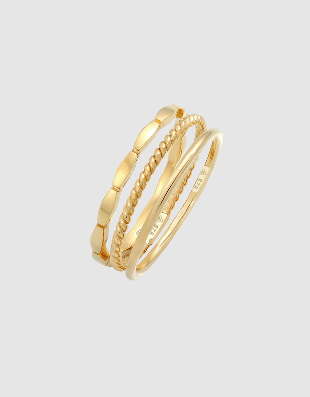 Elli Jewelry - Ring Stacking Trend Set in 925 Sterling Silver Gold Plated