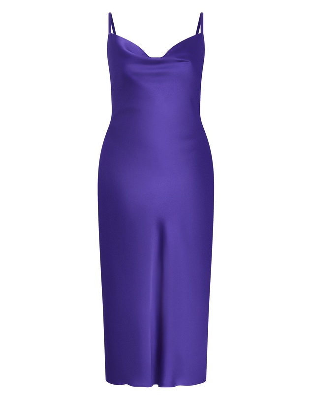 City Chic - Plus size Satin Slip Dress - royal purple