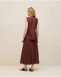 Trenery - Delave Linen Button Through Vest in Espresso