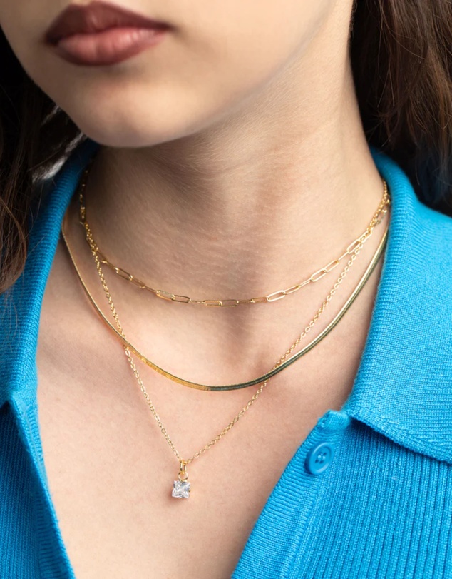 Lovisa - Gold Plated Cubic Zirconia Chain Necklace