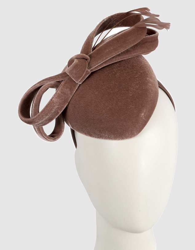 Max Alexander - Velvet Taupe Winter Pillbox Fascinator