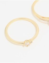 Lovisa - Gold Plated Cubic Zirconia Elegant Pear Stacking Rings 3-Pack