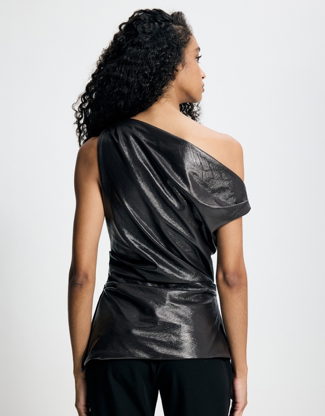 Lover - Fleur Patent Leather Look Asymmetrical Top