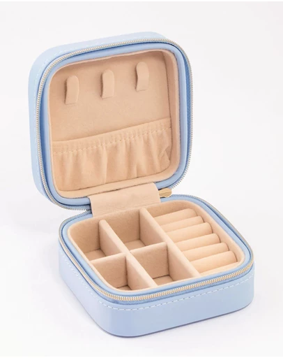 Lovisa - Blue Faux Leather Iridescent Square Jewellery Case