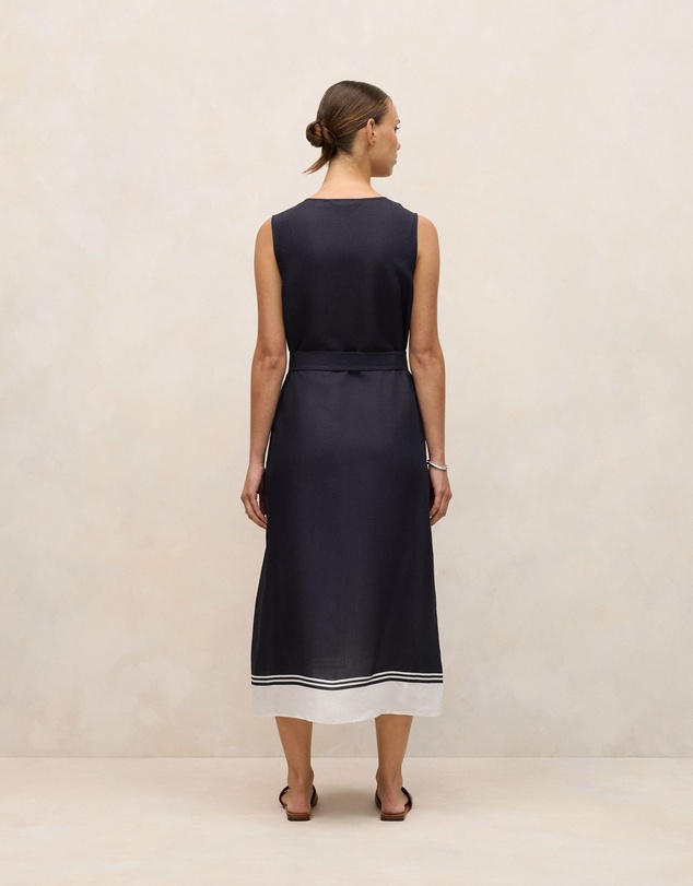 Trenery - Linen Blend Border Print Dress in Night Sky