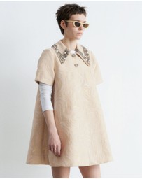 & Other Stories - Short-Sleeve Jacquard Mini Dress