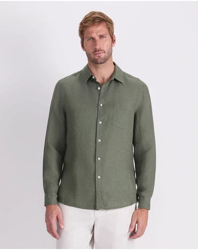 Sportscraft - Long Sleeve Linen Yarn Dyed Shirt