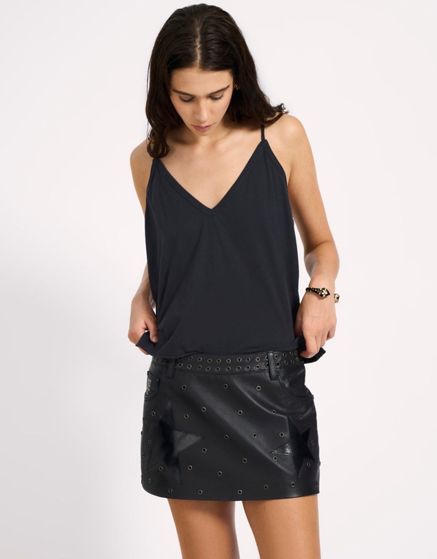 ONE TEASPOON - Axel Low Waist Micro Mini Leather Skirt - Black