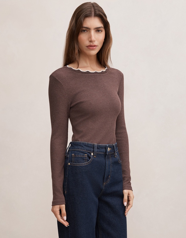Forever New - Rebecca Scallop Long Sleeves Top