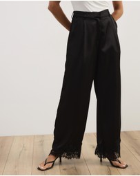 Atmos&Here - Leoni Asymmetric Lace Satin Pants