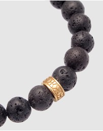 Kuzzoi - ICONIC EXCLUSIVE - Bracelet Lava Black Vintage in 925 Sterling Silver Gold Plated