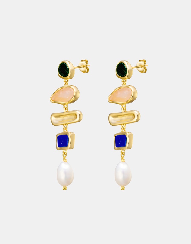 Zoe Olivia - 14K Gold Vermeil Multistone Pearl Drop Earring