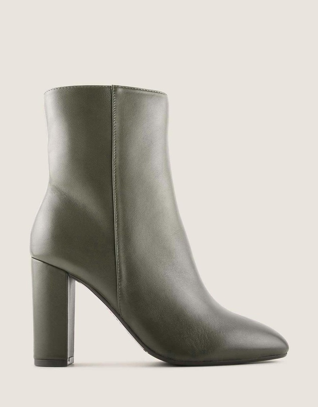 Shelly Shen - Stella Heel Ankle Boots Dark Olive Leather