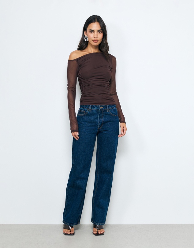 AERE - Chloe Off Shoulder Mesh Top