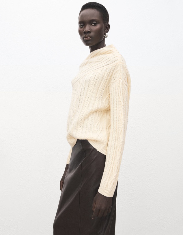 M.N.G - Asymmetrical Cable Knit Sweater