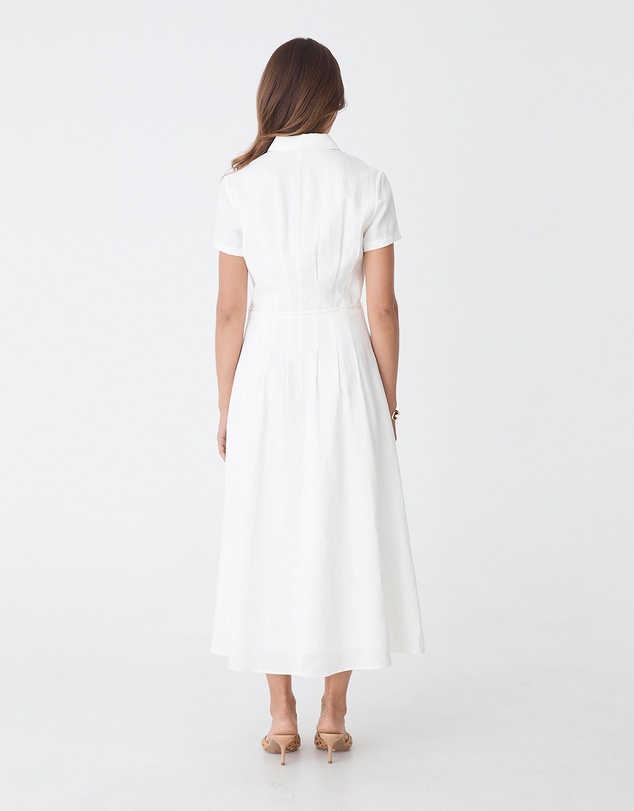 Forcast - Sophie Pleat Waist Linen Dress