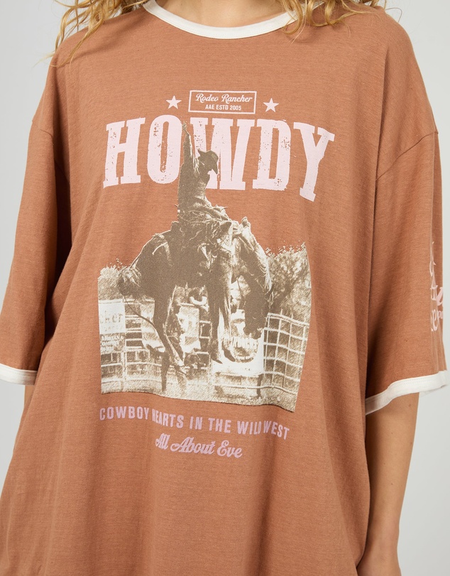 All About Eve - Howdy Oversized Tee Cinnamon