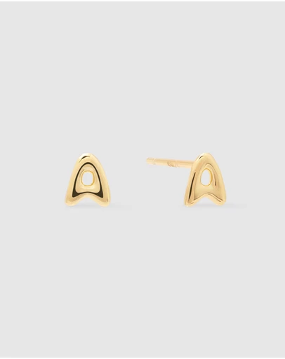 Wanderlust + Co - Alphabet Bubble Gold Stud Earrings - Letter A