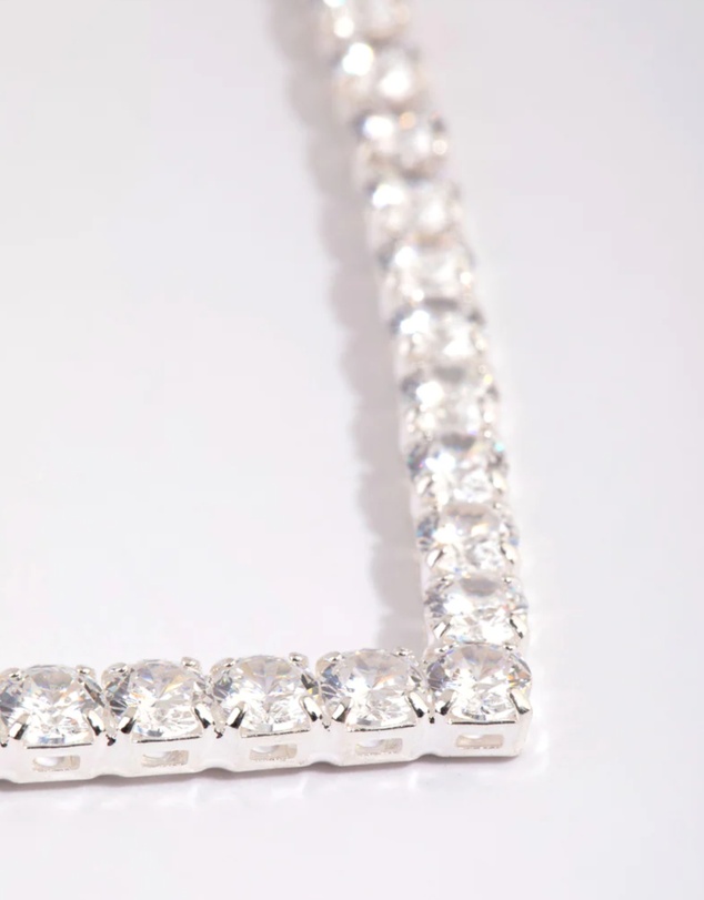 Lovisa - Silver Cubic Zirconia Cup Chain Pointed Tennis Necklace