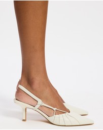Atmos&Here - Calla Leather Sling Back Kitten Heels