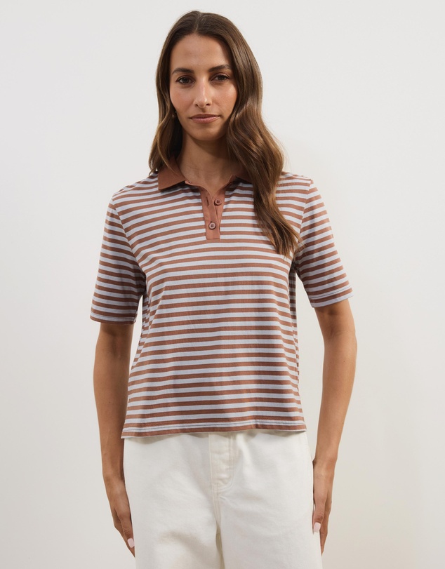 Atmos&Here - Lyra Short Sleeve Stripe Polo