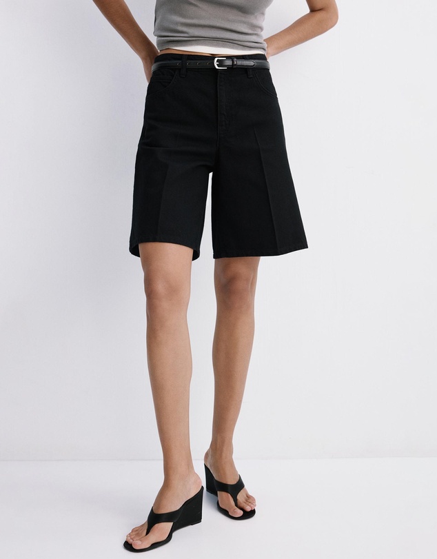 M.N.G - High-Waist Straight-Fit Denim Shorts