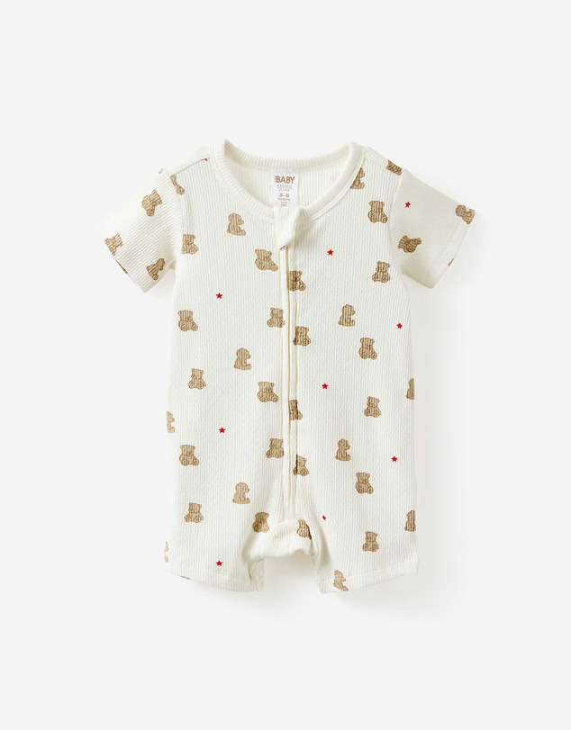 Cotton On Kids - Littlie Organic Short Sleeve Zip Romper