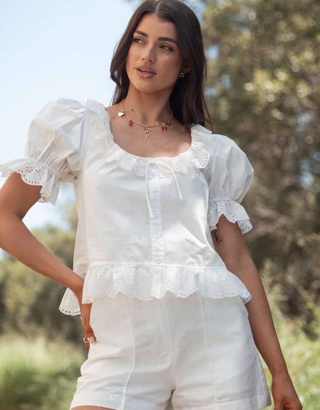 Petal & Pup - Anouk Button Through Top - White