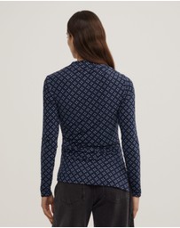 Witchery - Asymmetric Mesh Long Sleeve Top