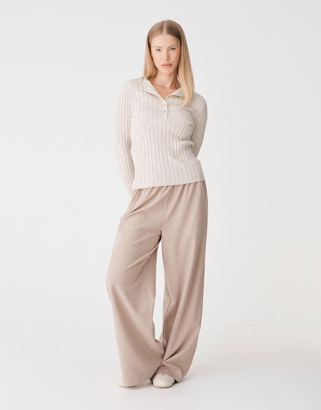 Forcast - Inez Mock Neck Henley Knit